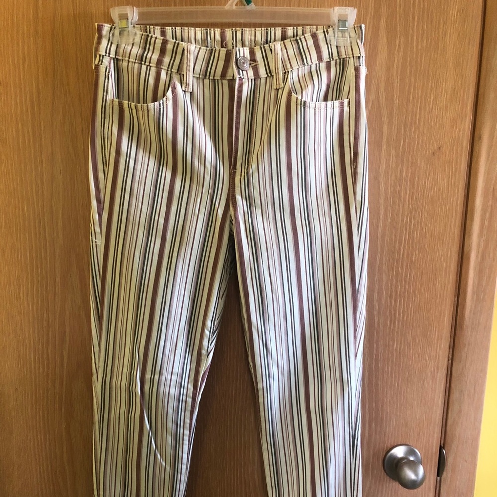 american eagle striped hi rise jeggings